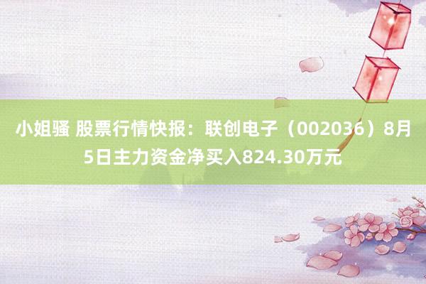 小姐骚 股票行情快报：联创电子（002036）8月5日主力资金净买入824.30万元