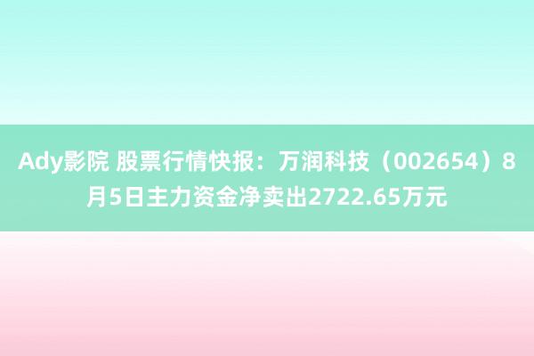 Ady影院 股票行情快报：万润科技（002654）8月5日主力资金净卖出2722.65万元