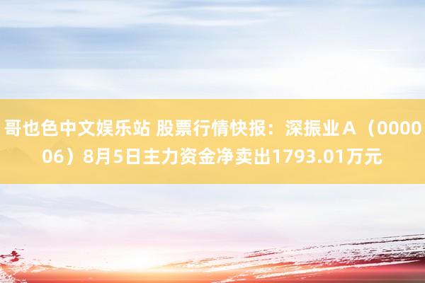 哥也色中文娱乐站 股票行情快报：深振业Ａ（000006）8月5日主力资金净卖出1793.01万元