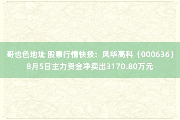 哥也色地址 股票行情快报：风华高科（000636）8月5日主力资金净卖出3170.80万元