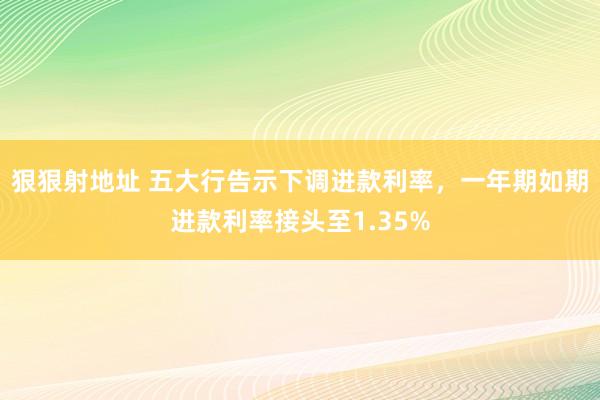 狠狠射地址 五大行告示下调进款利率，一年期如期进款利率接头至1.35%