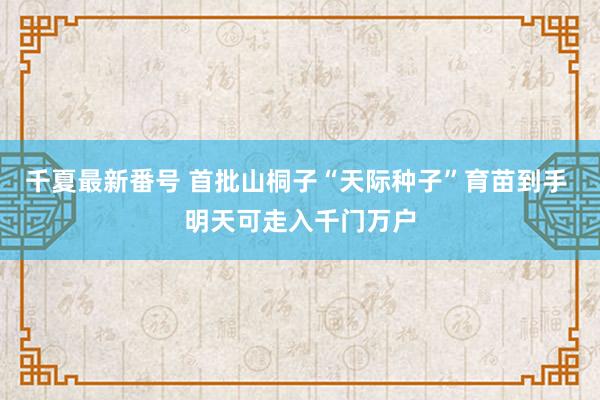 千夏最新番号 首批山桐子“天际种子”育苗到手 明天可走入千门万户