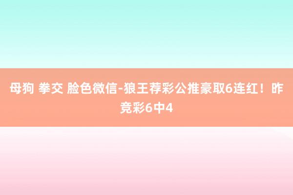 母狗 拳交 脸色微信-狼王荐彩公推豪取6连红！昨竞彩6中4