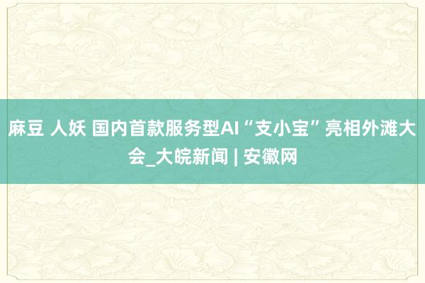 麻豆 人妖 国内首款服务型AI“支小宝”亮相外滩大会_大皖新闻 | 安徽网