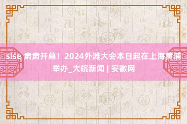 sise 肃肃开幕！2024外滩大会本日起在上海黄浦举办_大皖新闻 | 安徽网