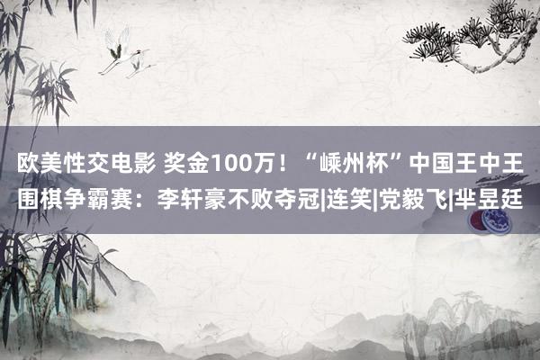 欧美性交电影 奖金100万！“嵊州杯”中国王中王围棋争霸赛：李轩豪不败夺冠|连笑|党毅飞|芈昱廷