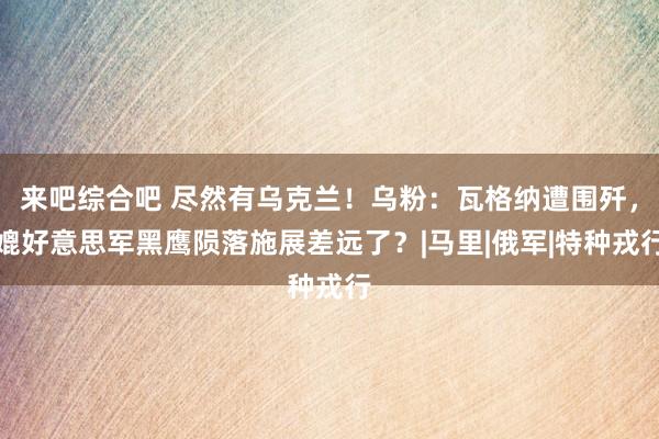 来吧综合吧 尽然有乌克兰！乌粉：瓦格纳遭围歼，媲好意思军黑鹰陨落施展差远了？|马里|俄军|特种戎行