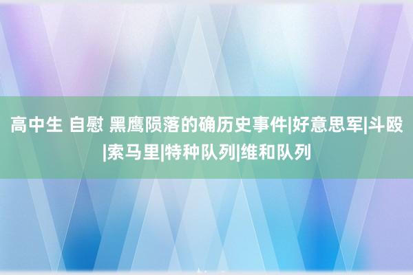 高中生 自慰 黑鹰陨落的确历史事件|好意思军|斗殴|索马里|特种队列|维和队列